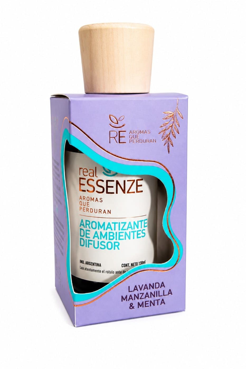 Real Essenze Difusor Ámbar 130 ml - Lavanda Manzanilla Menta